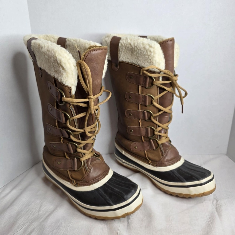 Portland Boot Company Womens Brown Faux Shearling Trim Snow Duck Boots‎ Size 7